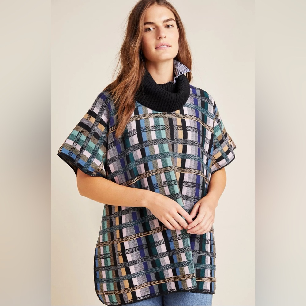 Anthropologie Gracie Plaid Turtleneck Pullover size: M/L
